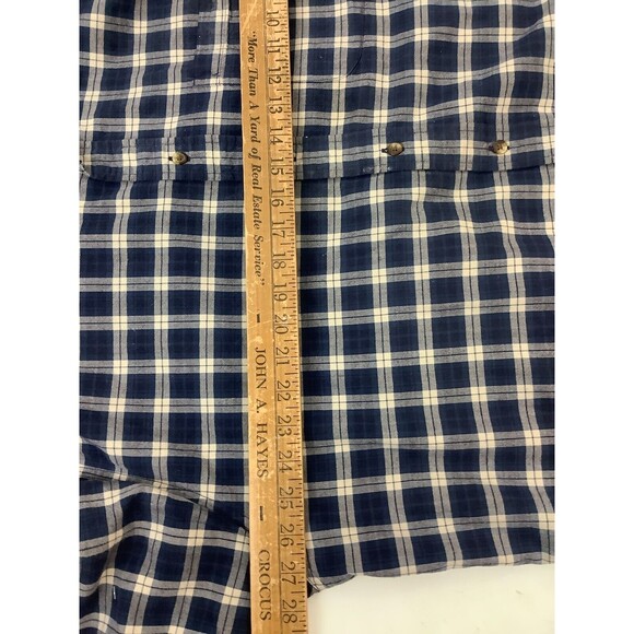 Eddie Bauer Mens XXL Button Down Cotton Long Sleeve Plaid Shirt Blue & Beige - Picture 5 of 5